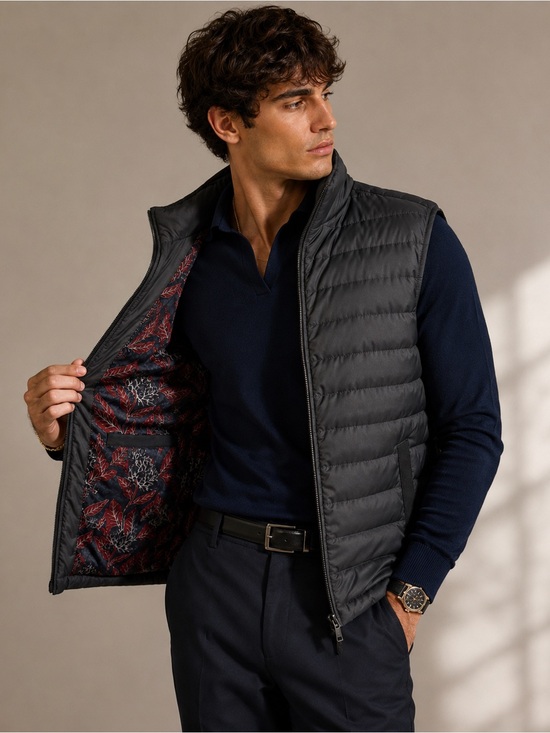 Ted Baker Other - Ted Baker London Men’s Size M Quilted Down Puffer Vest Floral Lined Charcoal Gil